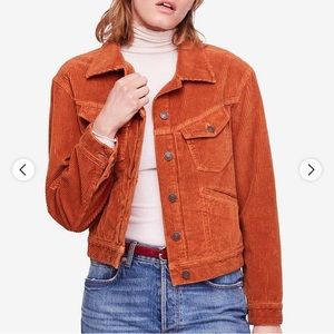 Free People Nelson Corduroy Jacket, orange, rust color, size L